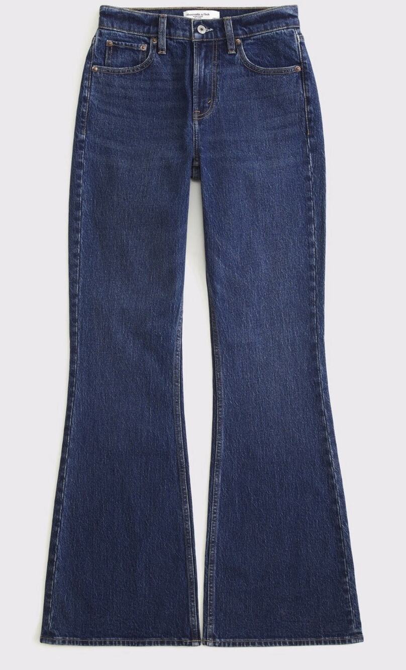 Abercrombie & Fitch High Rise Flare Jeans — 31 Short / 12P Dark Wash Fall Denim